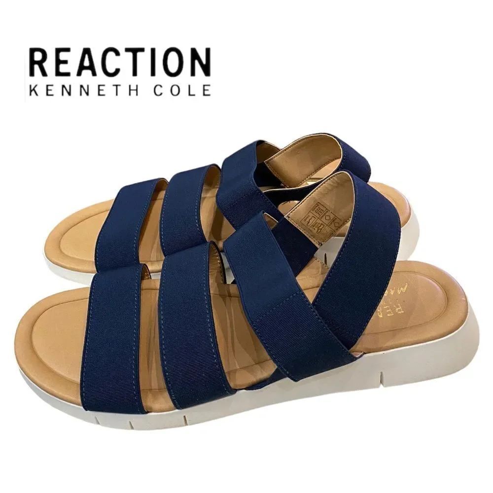 Kenneth Cole Reaction  Mandi Elastic Women's Navy Sandals NEW 9.5
